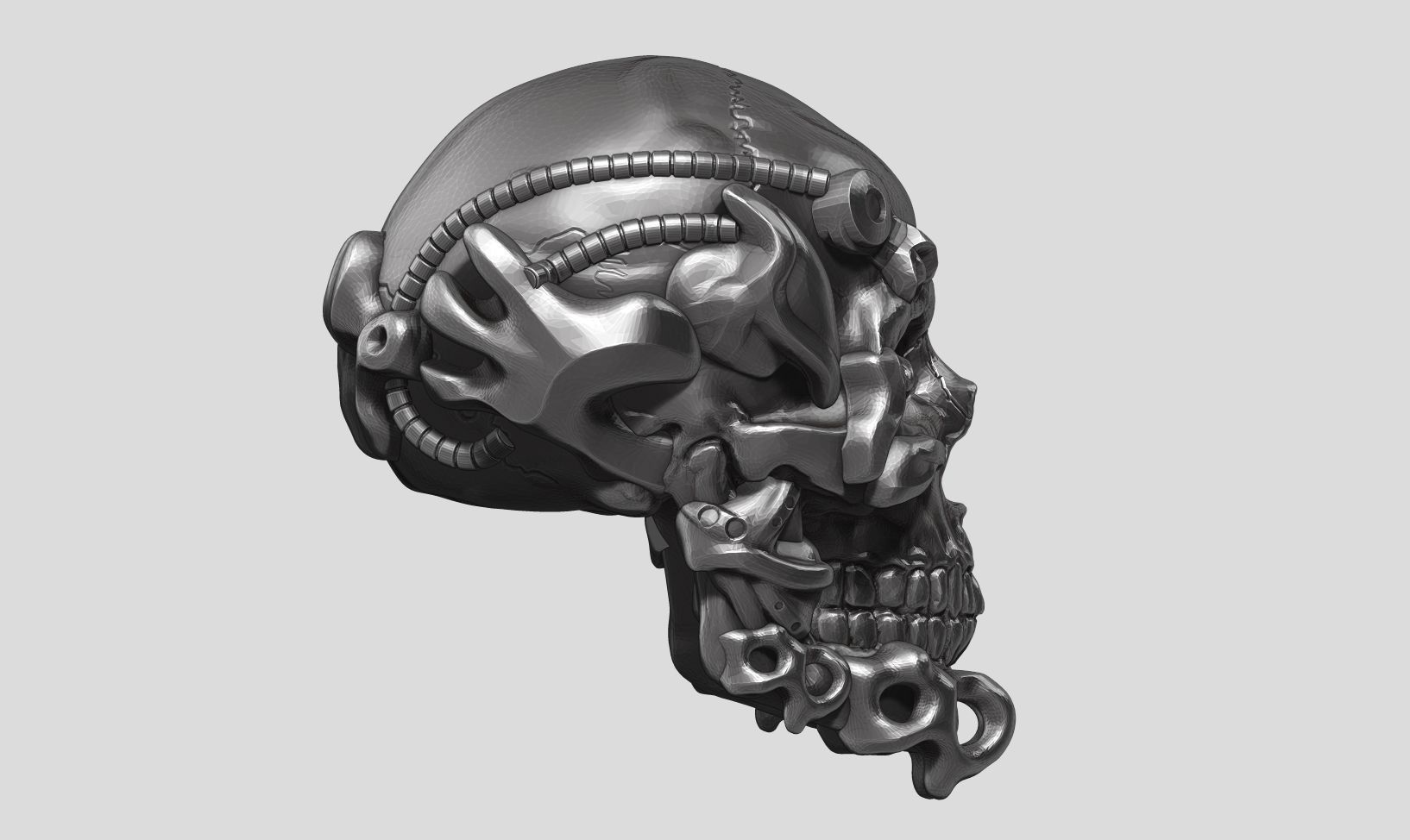 skull robot head a11 3d print mode 3D print model_5