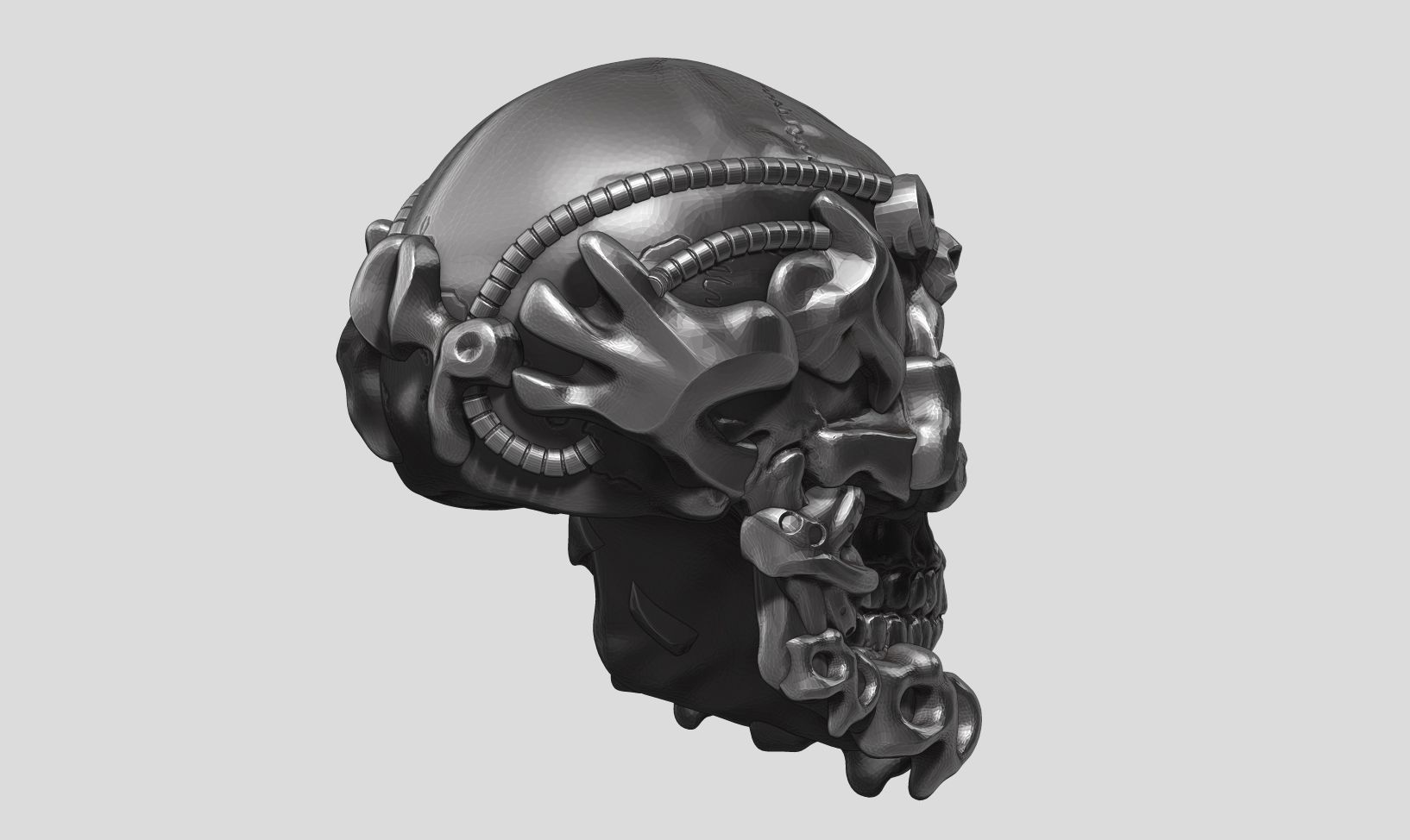 skull robot head a11 3d print mode 3D print model_6