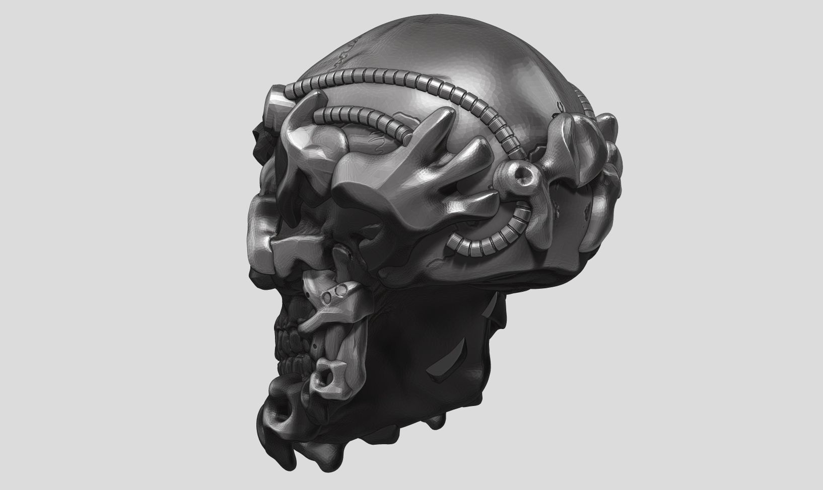 skull robot head a11 3d print mode 3D print model_9