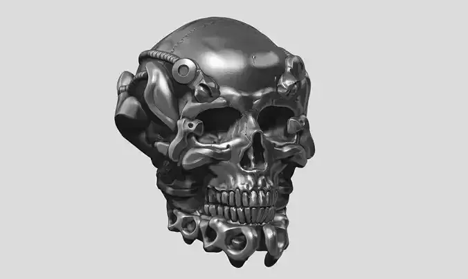 skull robot head a11 3d print mode 3D print model
