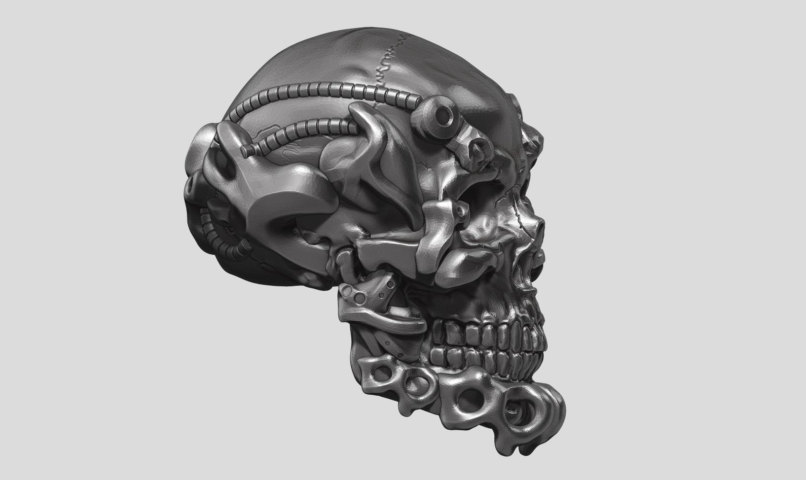 skull robot head a11 3d print mode 3D print model_4