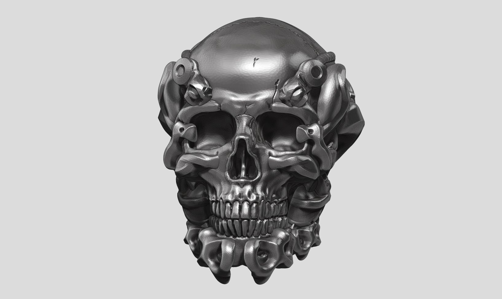skull robot head a11 3d print mode 3D print model_12