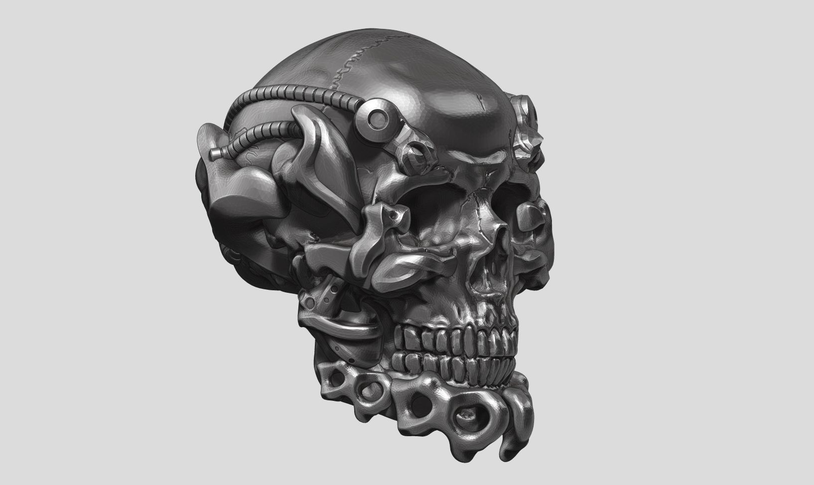 skull robot head a11 3d print mode 3D print model_3