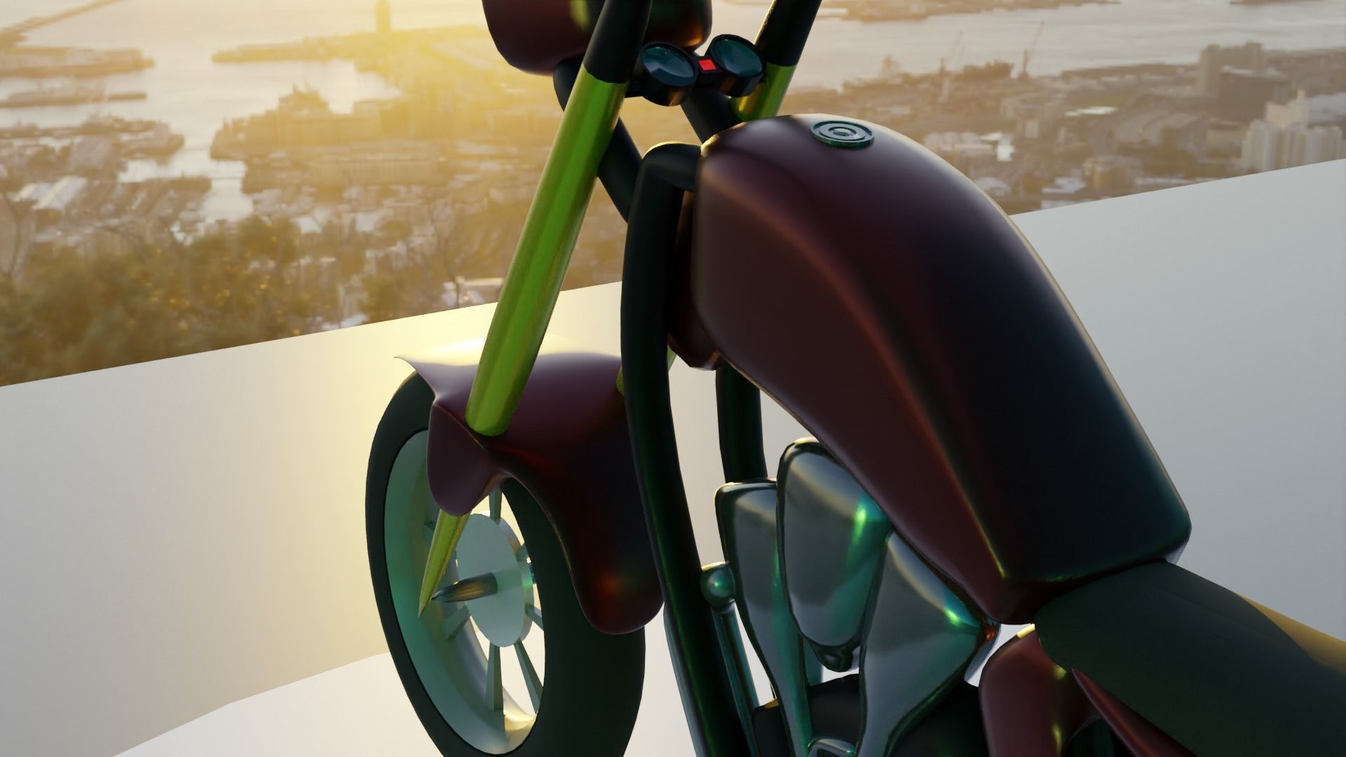 3D MOTORCYCLE MODEL - CHOPPER 3D model_5