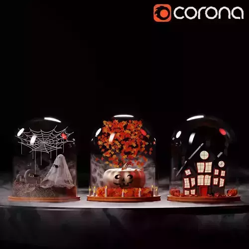 Set Halloween under glass  