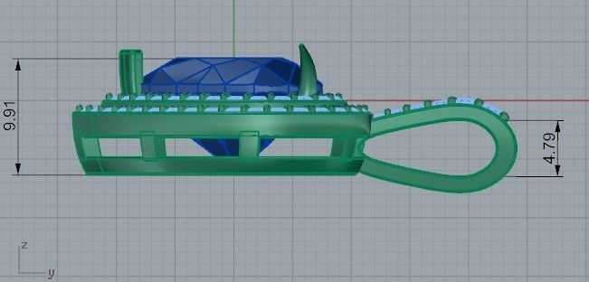 Blue Heart Diamond Pendant  2004 3D print model 3D print model_7