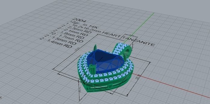 Blue Heart Diamond Pendant  2004 3D print model 3D print model_5
