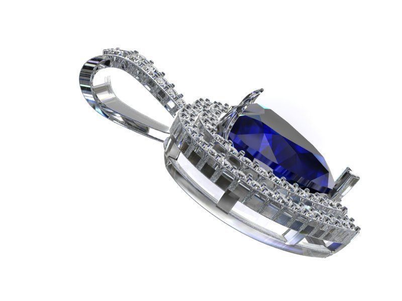 Blue Heart Diamond Pendant  2004 3D print model 3D print model_2