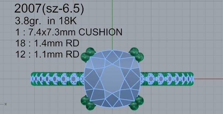 Square Halo Diamond  Ring 2007 3D print model 3D print model_4