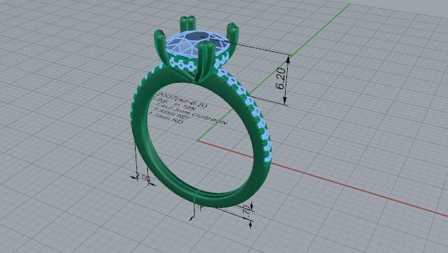 Square Halo Diamond  Ring 2007 3D print model 3D print model_5