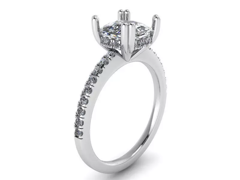 Square Halo Diamond  Ring 2007 3D print model 3D print model_0