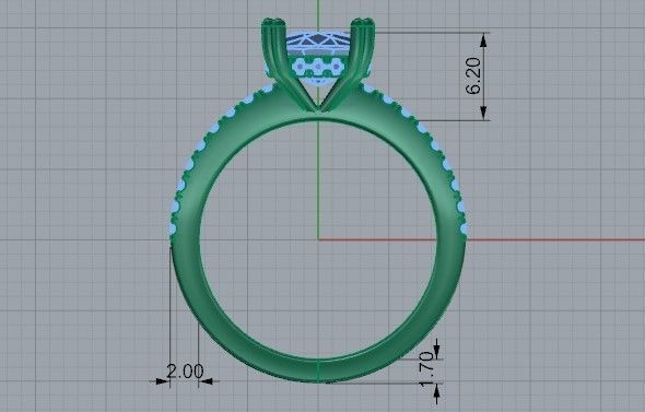 Square Halo Diamond  Ring 2007 3D print model 3D print model_6