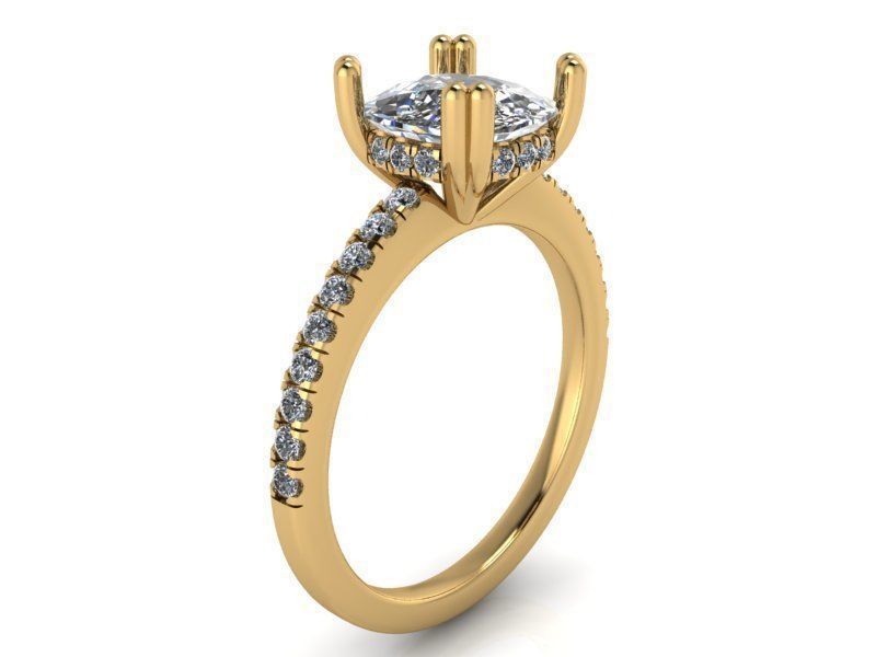 Square Halo Diamond  Ring 2007 3D print model 3D print model_1