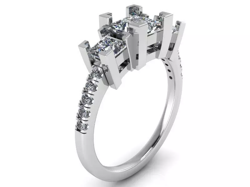 3-Stone Diamond ring with small stones 2009 3D print model 3D print model
