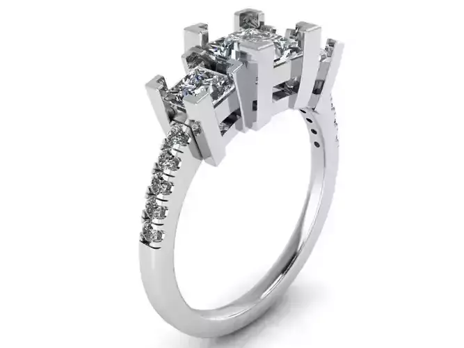 3-Stone Diamond ring with small stones 2009 3D print model