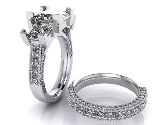 3-Stones Diamond ring with Band 2011 3D print model