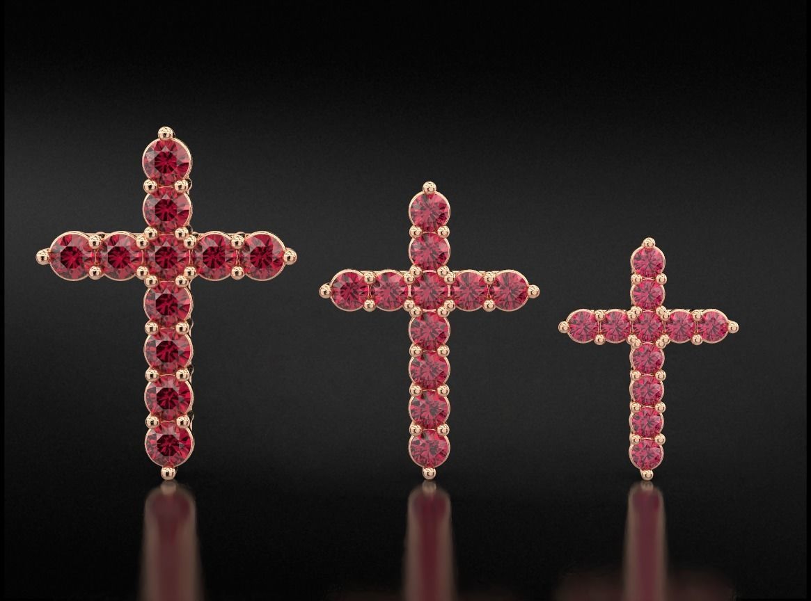 Cross with Diamonds of various sizes 756 3D print model_7