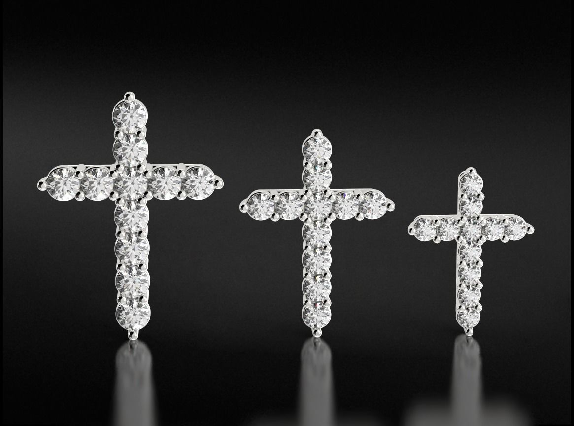 Cross with Diamonds of various sizes 756 3D print model_2