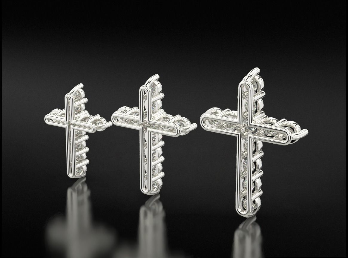 Cross with Diamonds of various sizes 756 3D print model_8