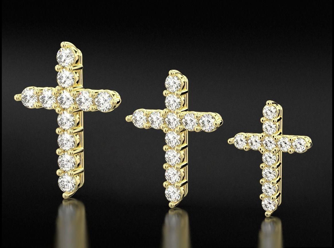 Cross with Diamonds of various sizes 756 3D print model_4