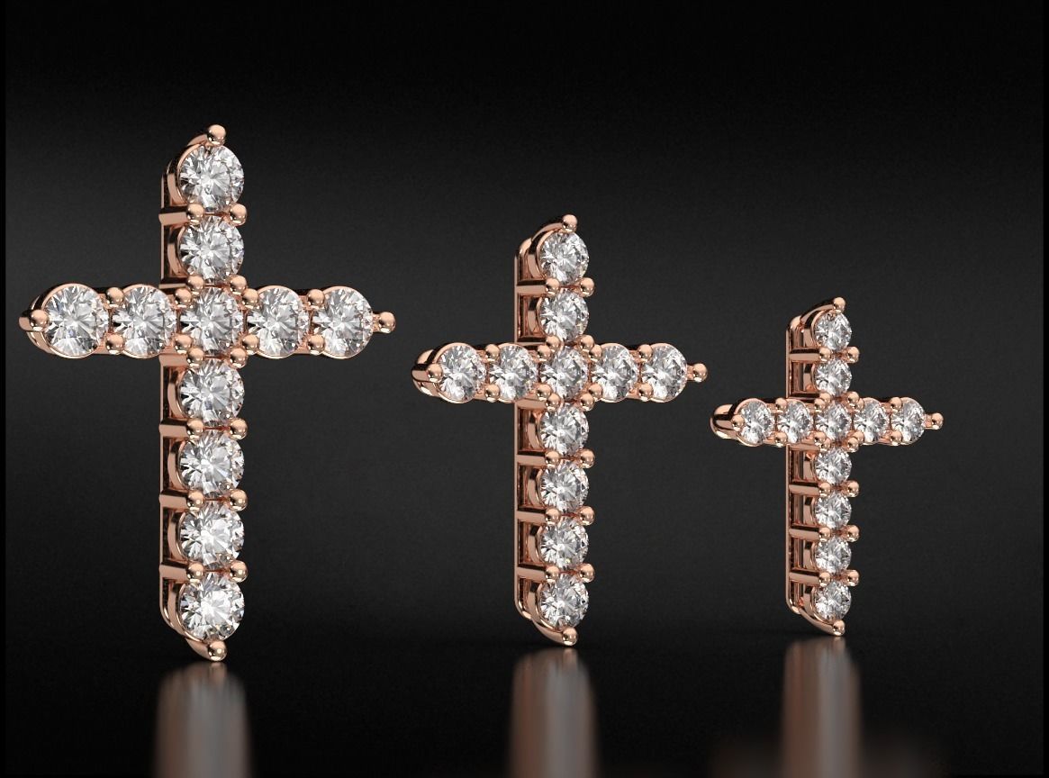Cross with Diamonds of various sizes 756 3D print model_11