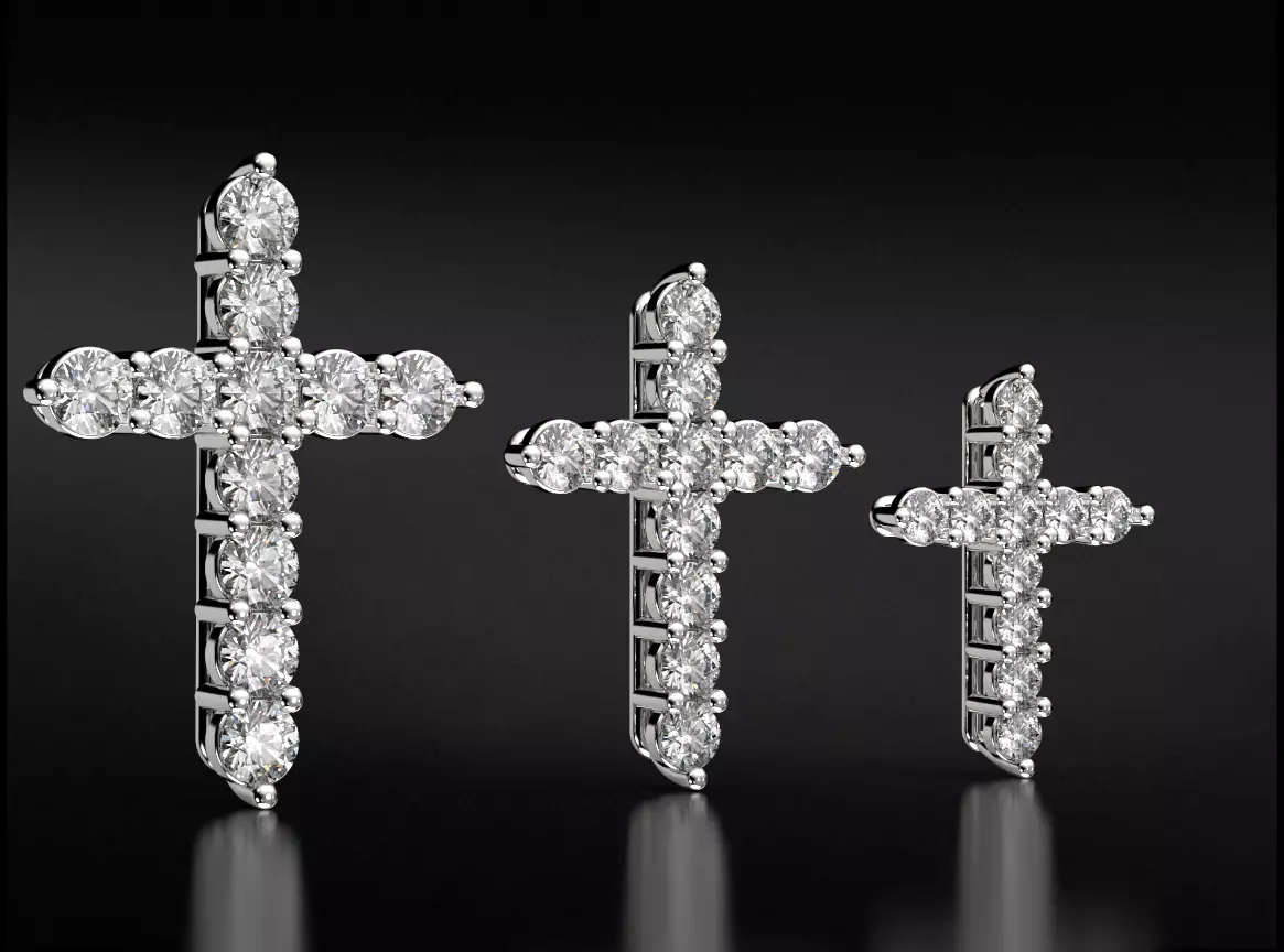 Cross with Diamonds of various sizes 756 3D print model_0