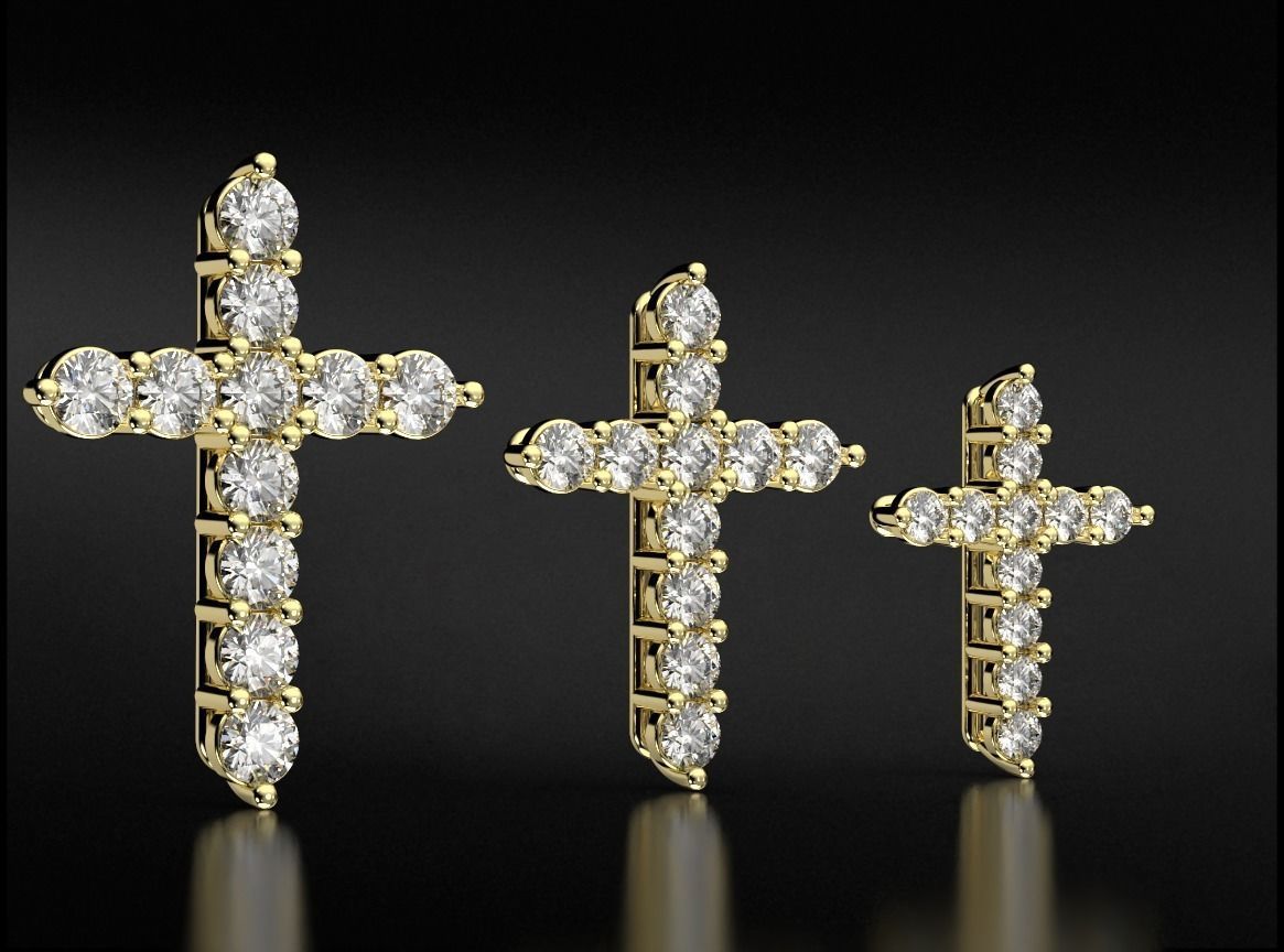Cross with Diamonds of various sizes 756 3D print model_1