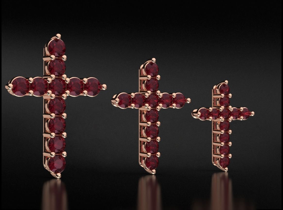 Cross with Diamonds of various sizes 756 3D print model_12