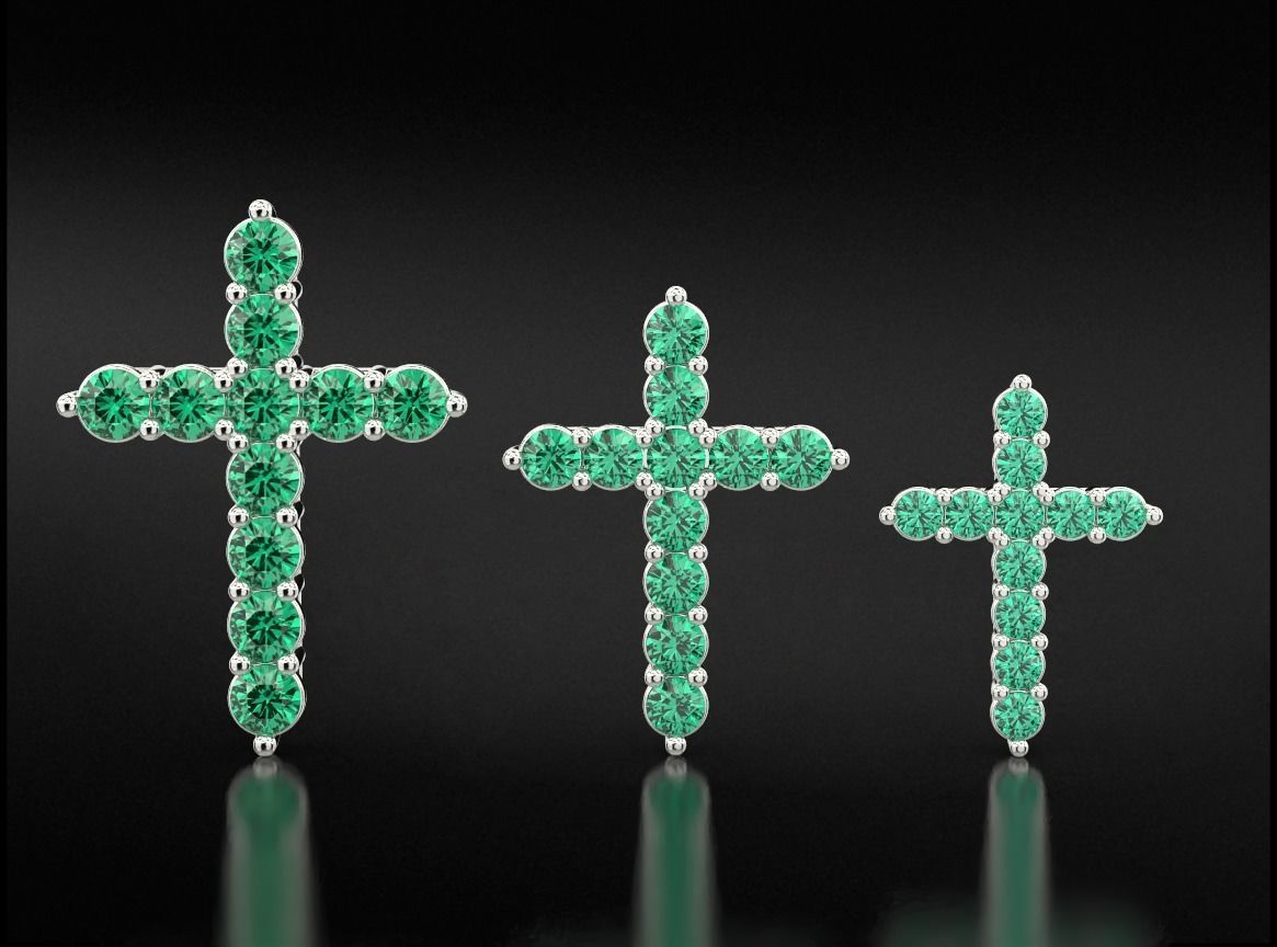 Cross with Diamonds of various sizes 756 3D print model_6