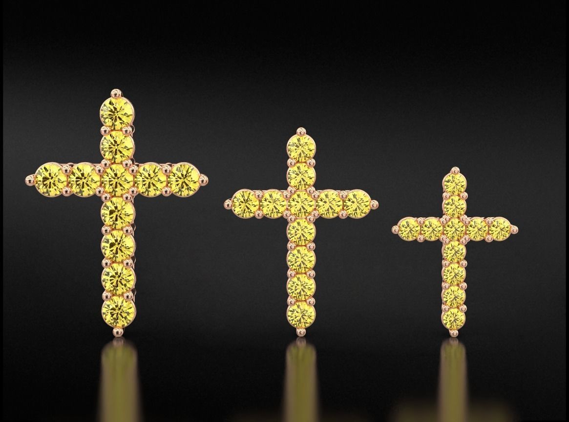 Cross with Diamonds of various sizes 756 3D print model_5