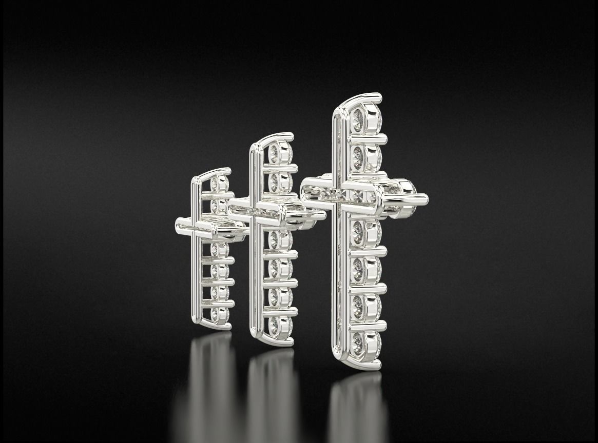Cross with Diamonds of various sizes 756 3D print model_9