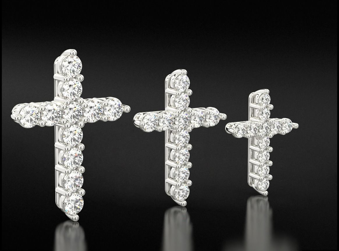 Cross with Diamonds of various sizes 756 3D print model_10