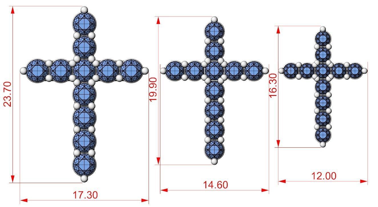 Cross with Diamonds of various sizes 756 3D print model_14