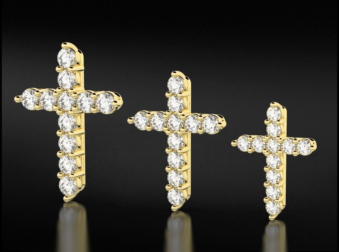 Cross with Diamonds of various sizes 756 3D print model_3