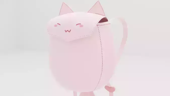 Cute Kitty Kat Back Pack Low Poly VRCHAT READY with textures