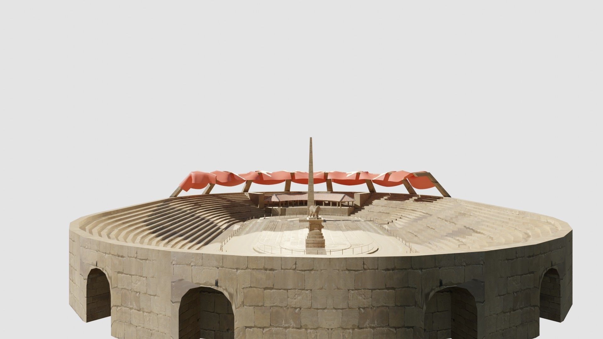 lowpoly well detailed Medieval stadium Low-poly 3D model_3