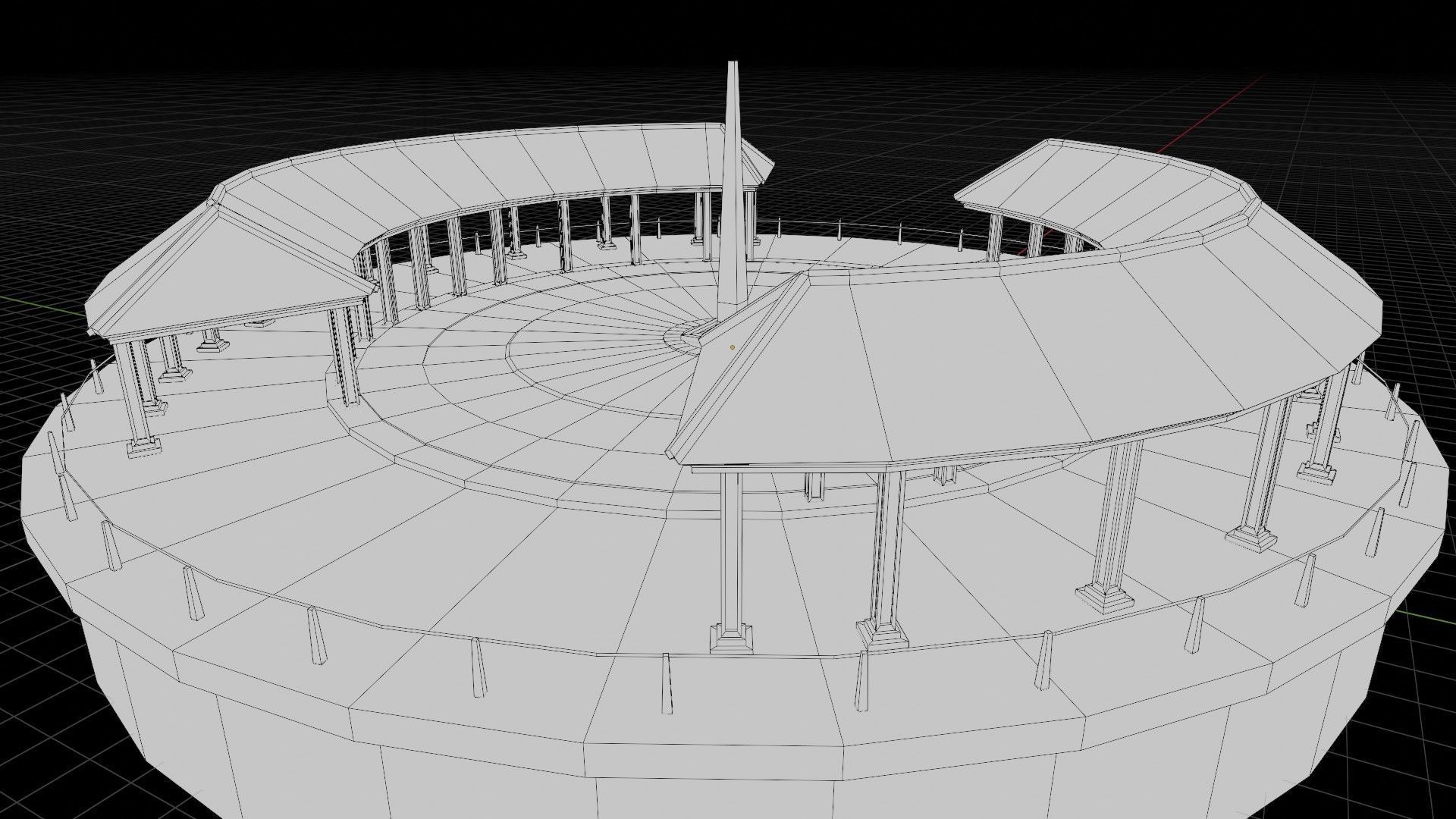 lowpoly well detailed Medieval stadium Low-poly 3D model_37