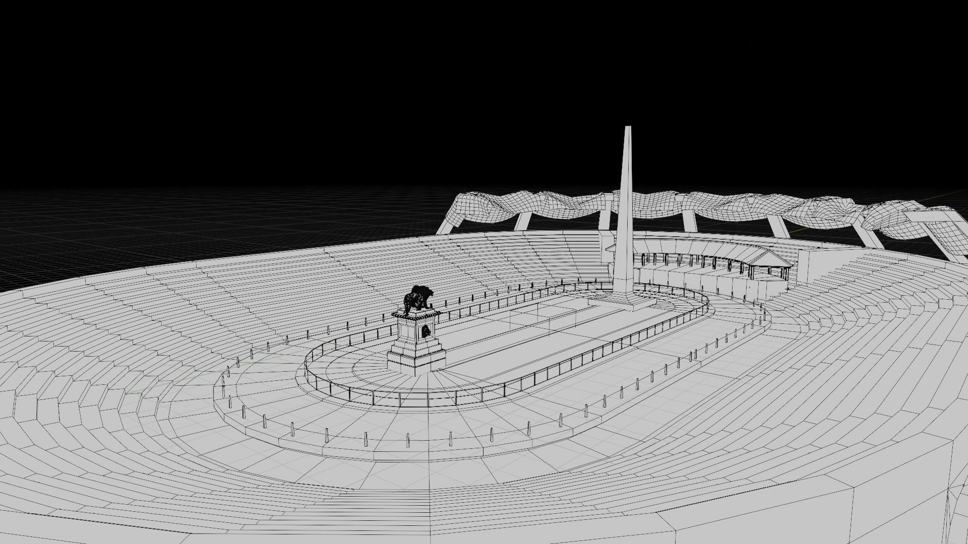 lowpoly well detailed Medieval stadium Low-poly 3D model_19