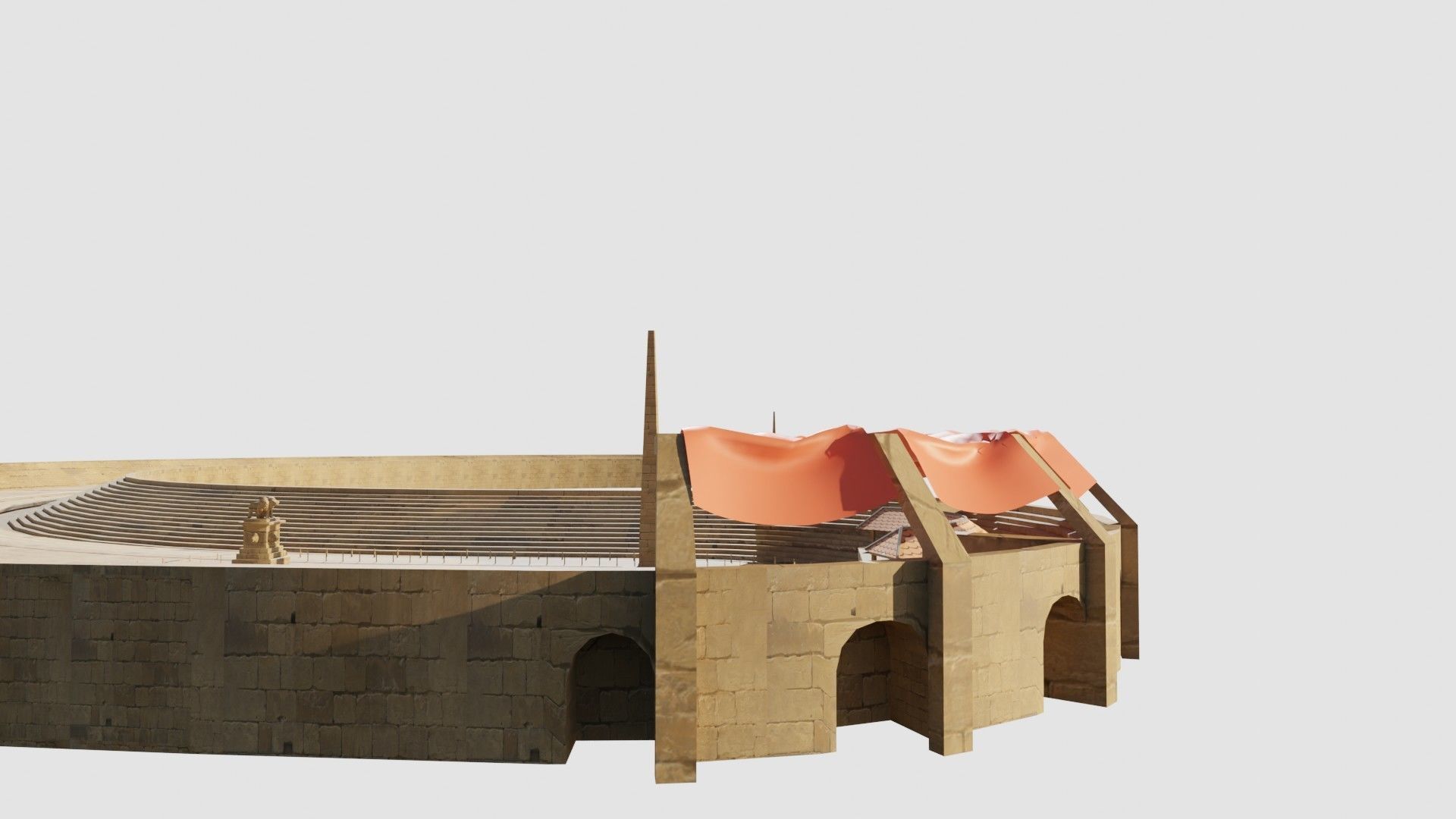 lowpoly well detailed Medieval stadium Low-poly 3D model_33