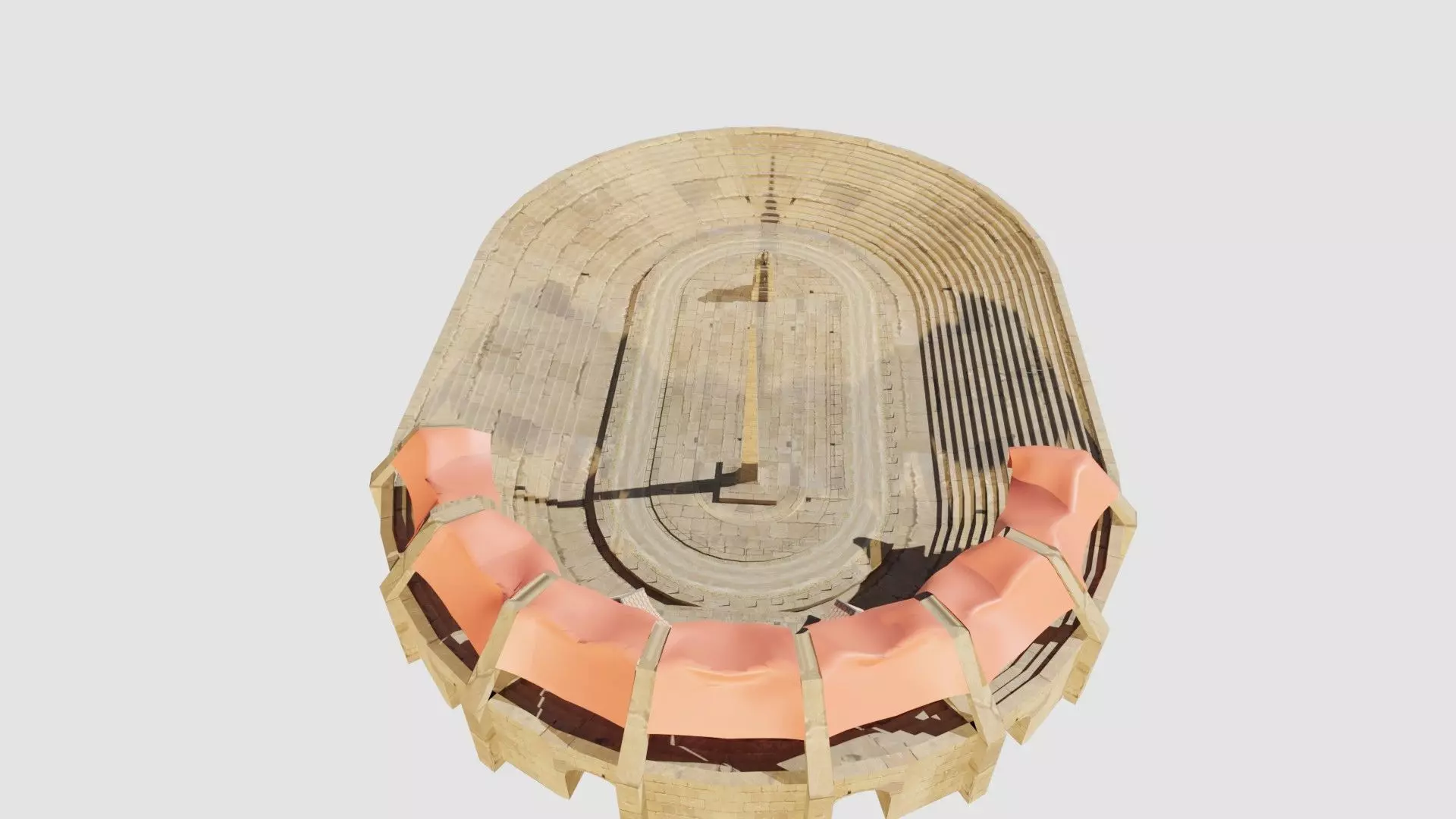 lowpoly well detailed Medieval stadium Low-poly 3D model_0