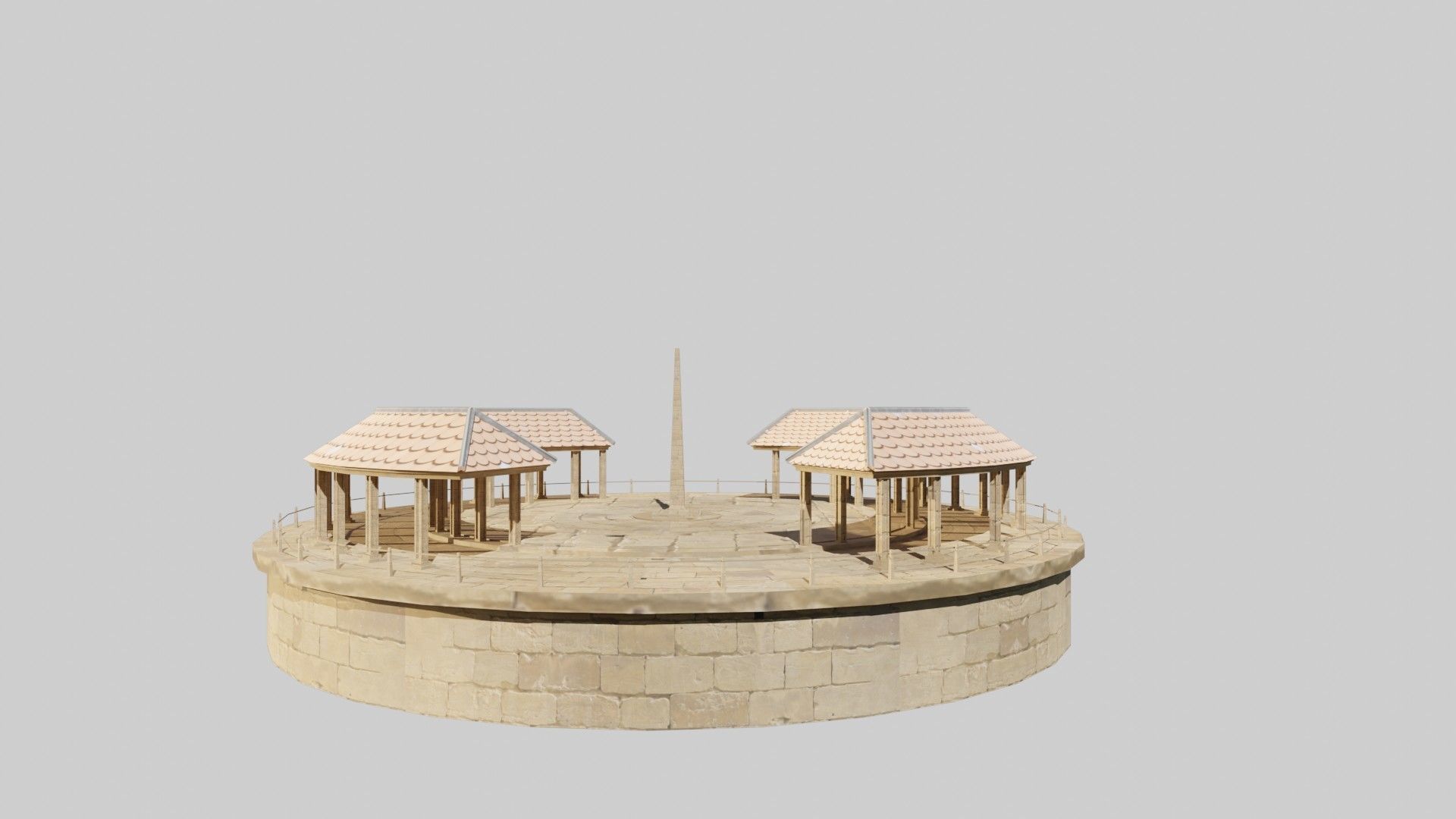 lowpoly well detailed Medieval stadium Low-poly 3D model_2
