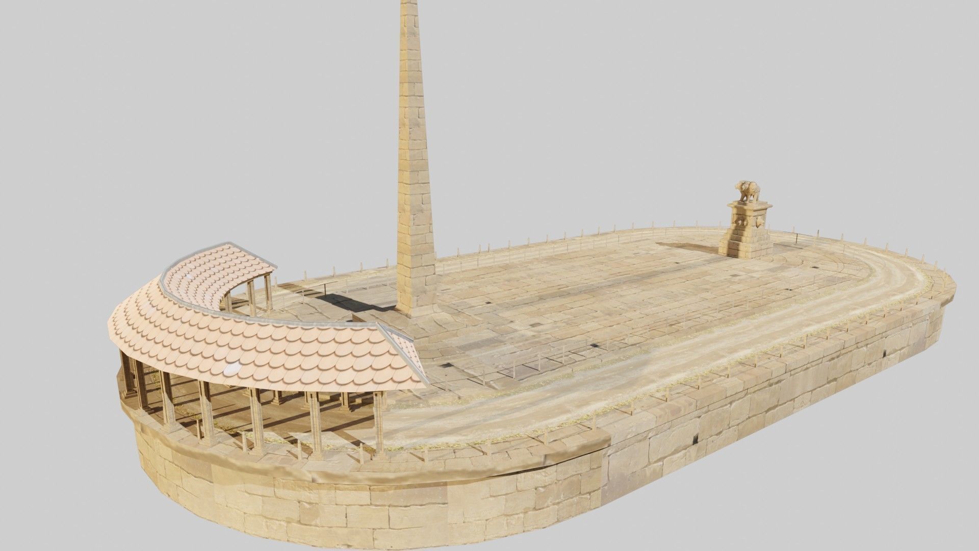 lowpoly well detailed Medieval stadium Low-poly 3D model_6