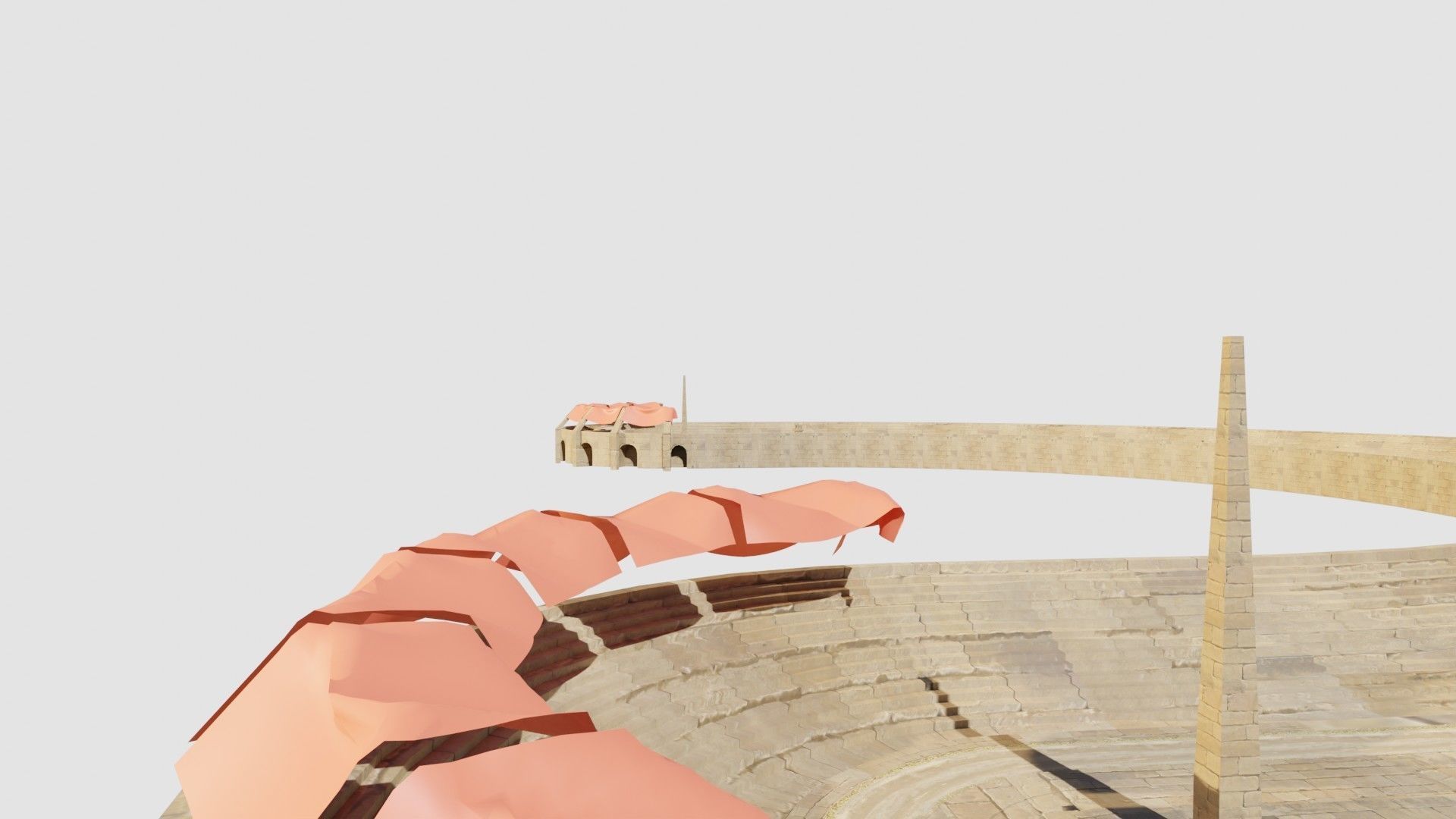 lowpoly well detailed Medieval stadium Low-poly 3D model_9
