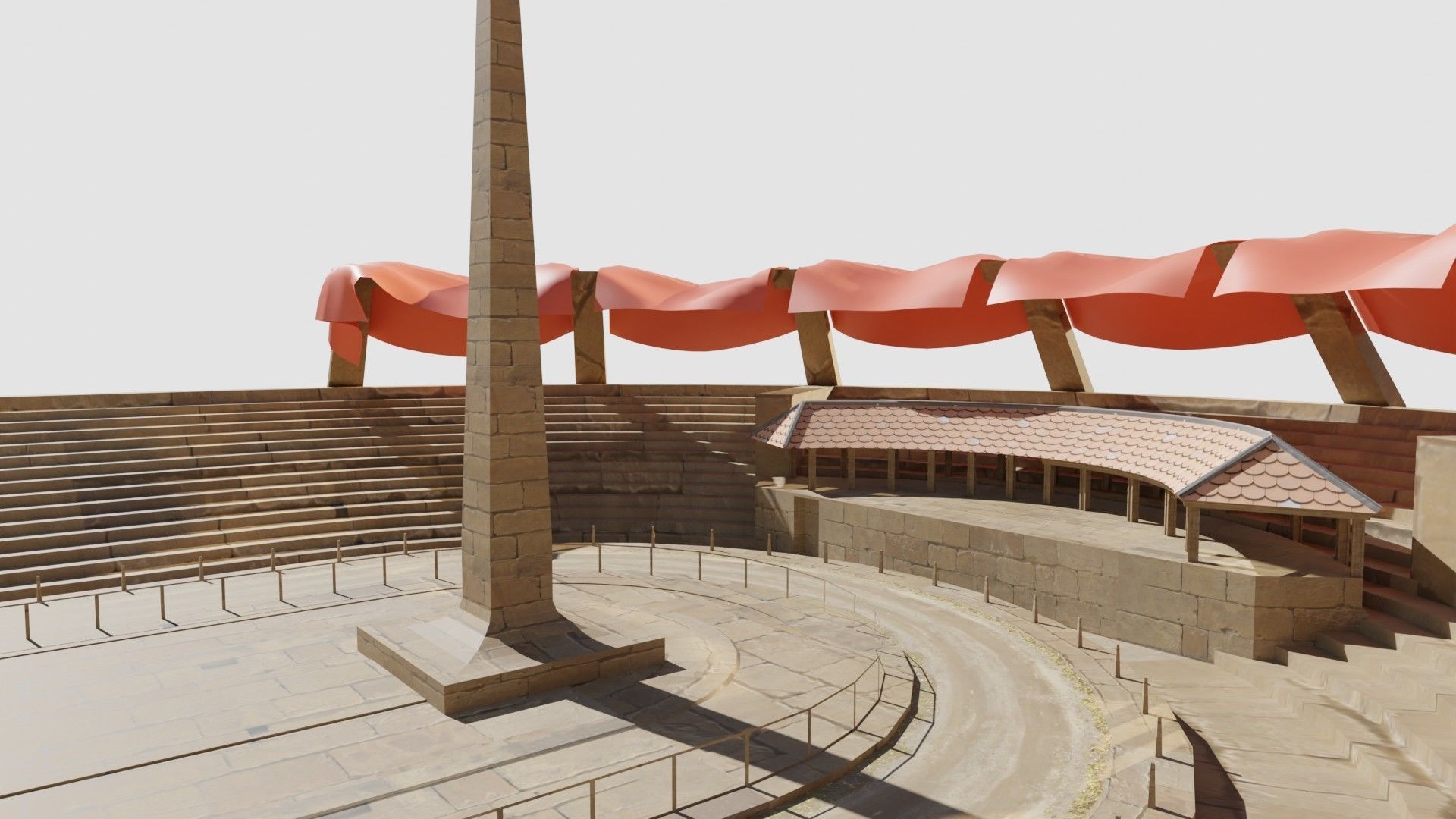 lowpoly well detailed Medieval stadium Low-poly 3D model_24