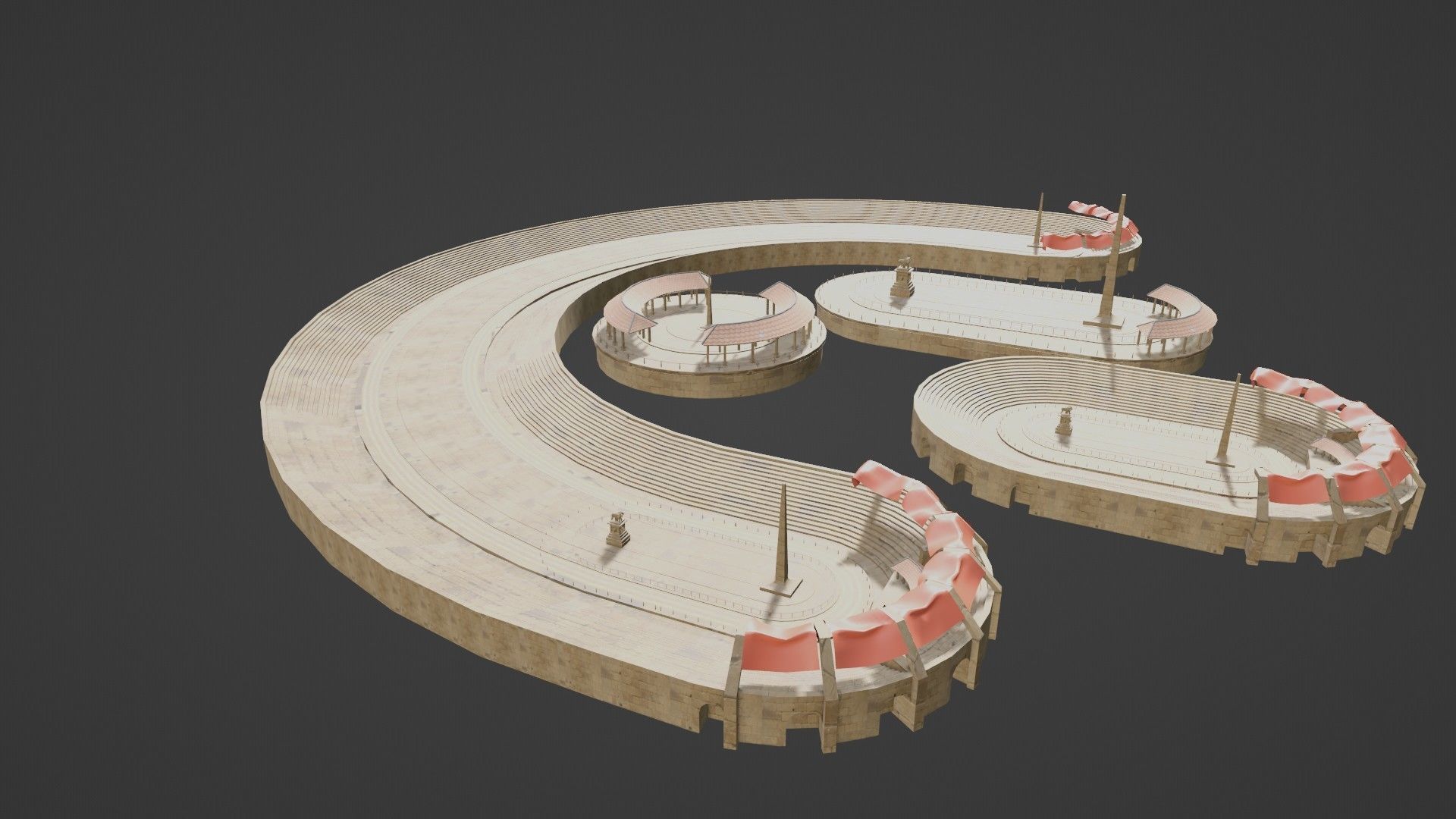 lowpoly well detailed Medieval stadium Low-poly 3D model_35