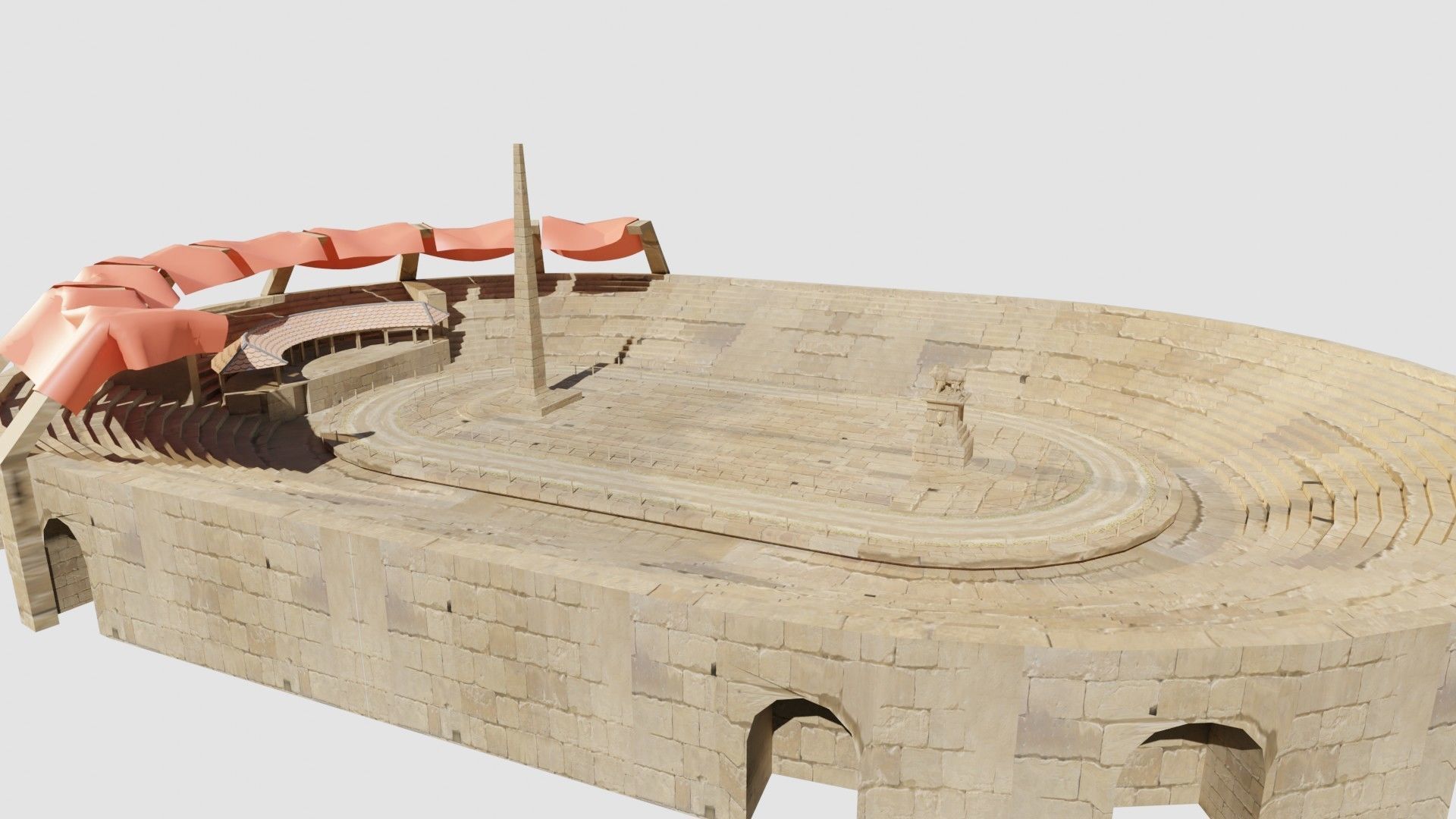 lowpoly well detailed Medieval stadium Low-poly 3D model_23