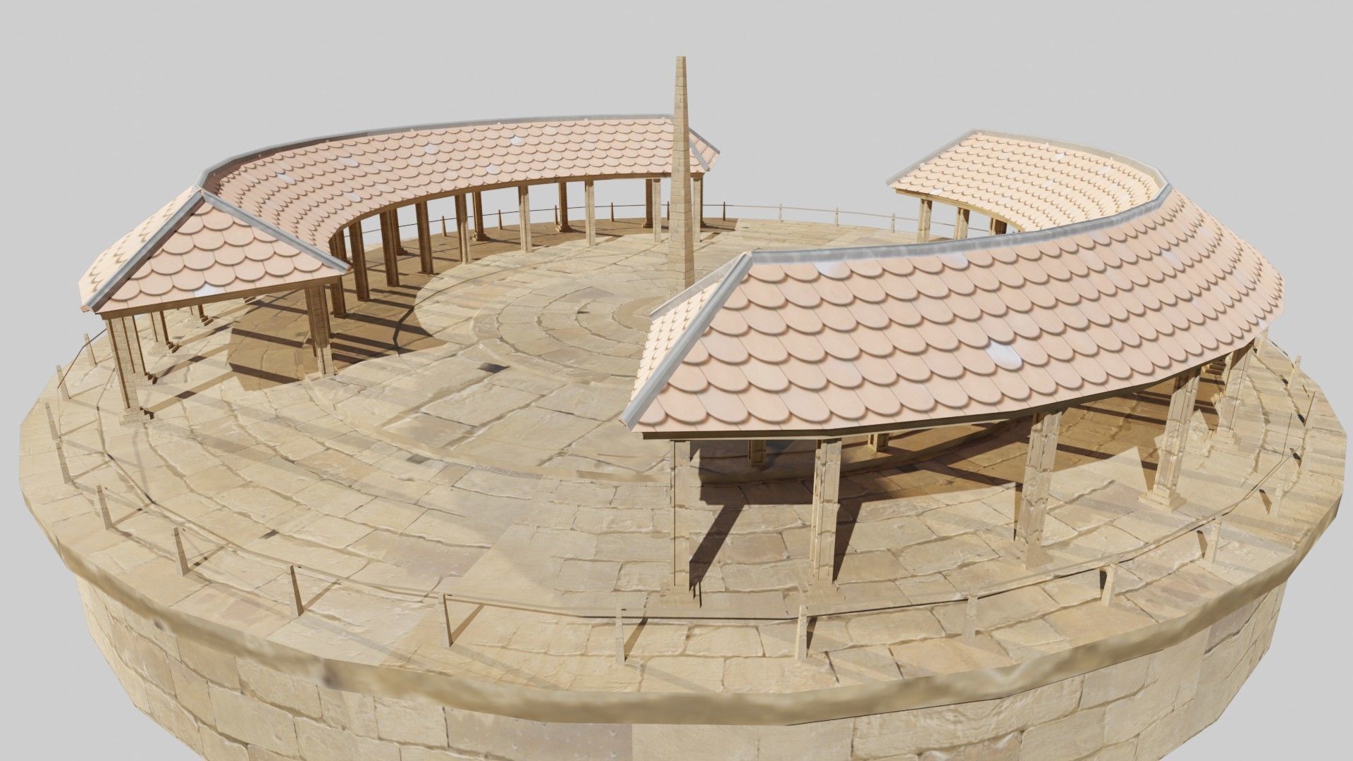 lowpoly well detailed Medieval stadium Low-poly 3D model_4