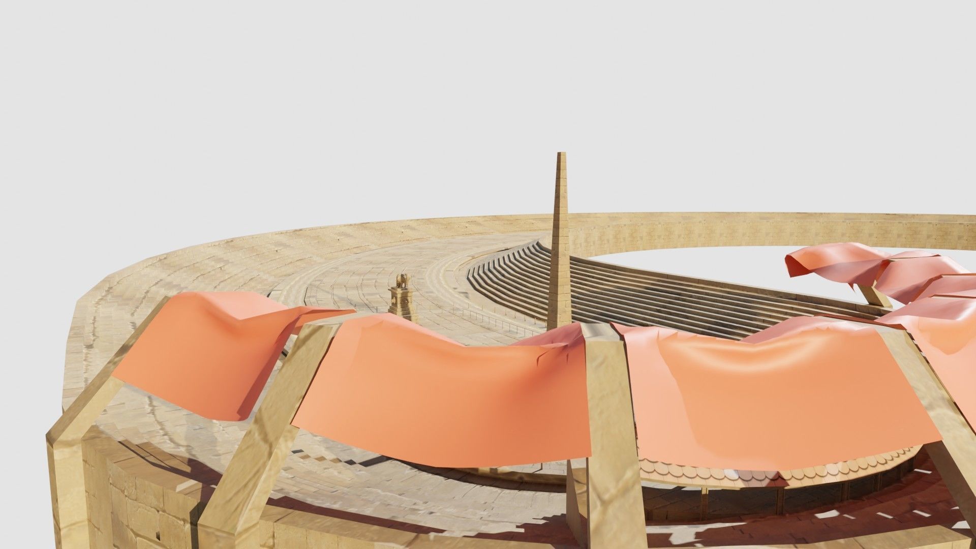 lowpoly well detailed Medieval stadium Low-poly 3D model_31