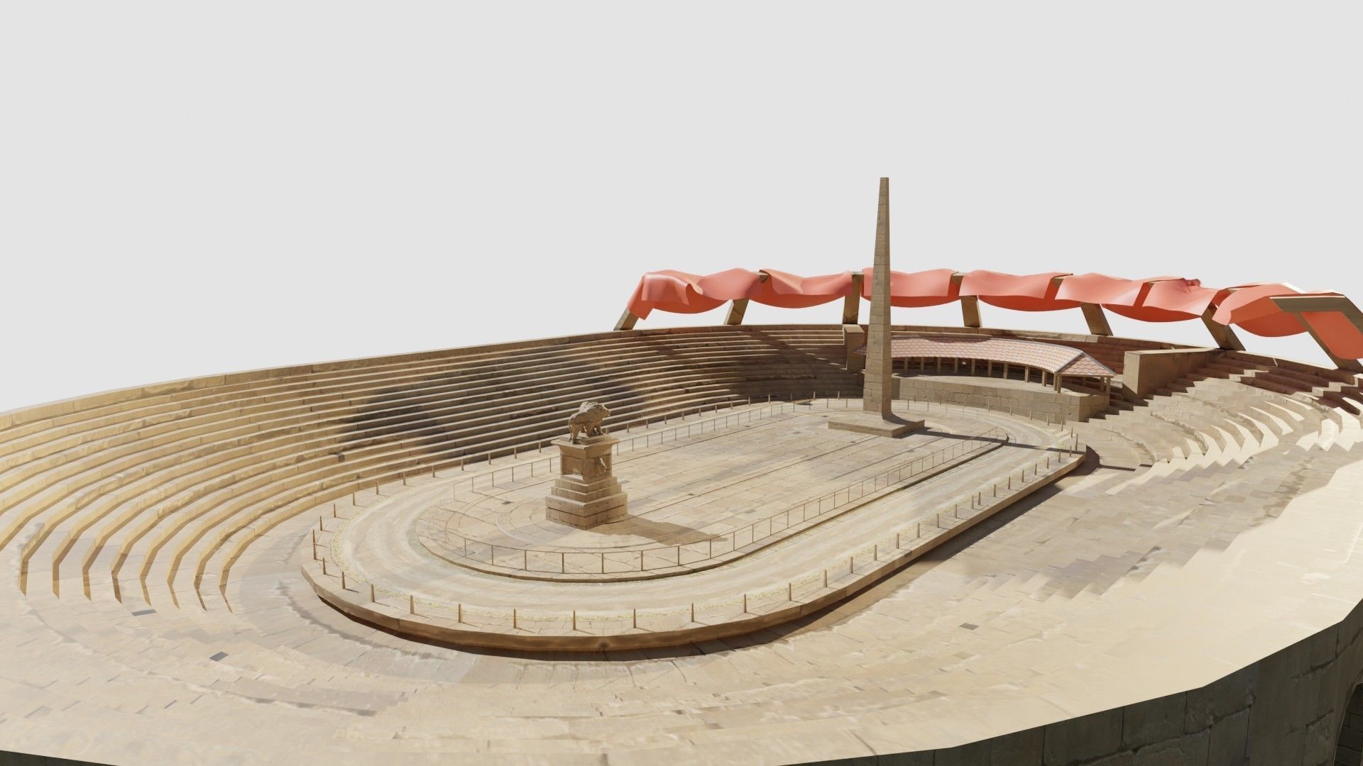 lowpoly well detailed Medieval stadium Low-poly 3D model_10