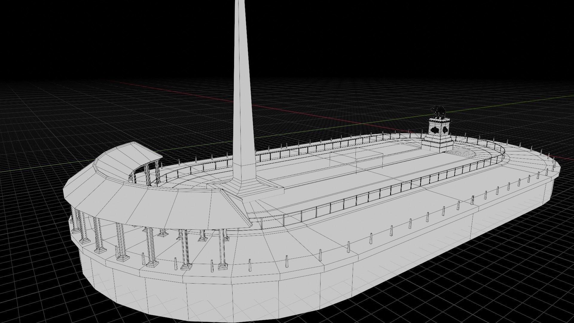 lowpoly well detailed Medieval stadium Low-poly 3D model_13